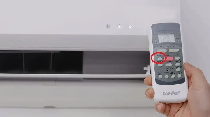 Người dùng nhấn nút MODE trên remote để điều chỉnh cách sử dụng mode máy lạnh