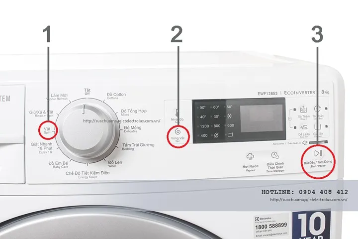 Chế Độ Vắt Của Máy Giặt Electrolux Với Núm Chọn Chương Trình