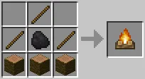 Lửa trại trong Minecraft, có thể dùng để nấu ăn và trang trí cho khu vực xây dựng máy tính trong minecraft
