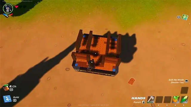 Hình ảnh minh họa các bước ban đầu trong cách chế máy bay LEGO Fortnite, tập trung vào việc đặt nền móng và khung sườn cơ bản.