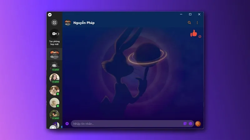 Giao diện Messenger chế độ ban đêm trên máy tính giúp bảo vệ mắt