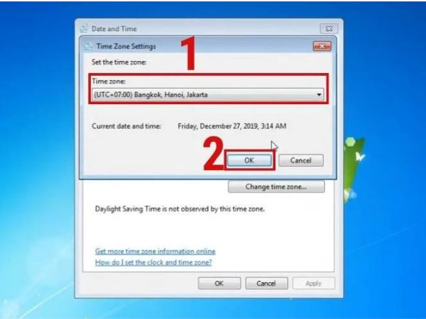 Lưu thay đổi ngày giờ trên Windows 7