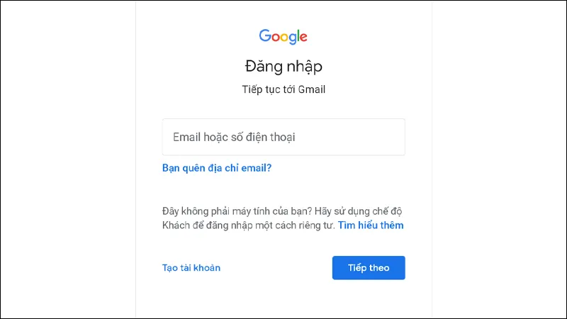 Giao diện đăng nhập Gmail trên trình duyệt máy tính, bước đầu tiên để tìm hiểu allintitle:cách mở gmail trên máy tính.