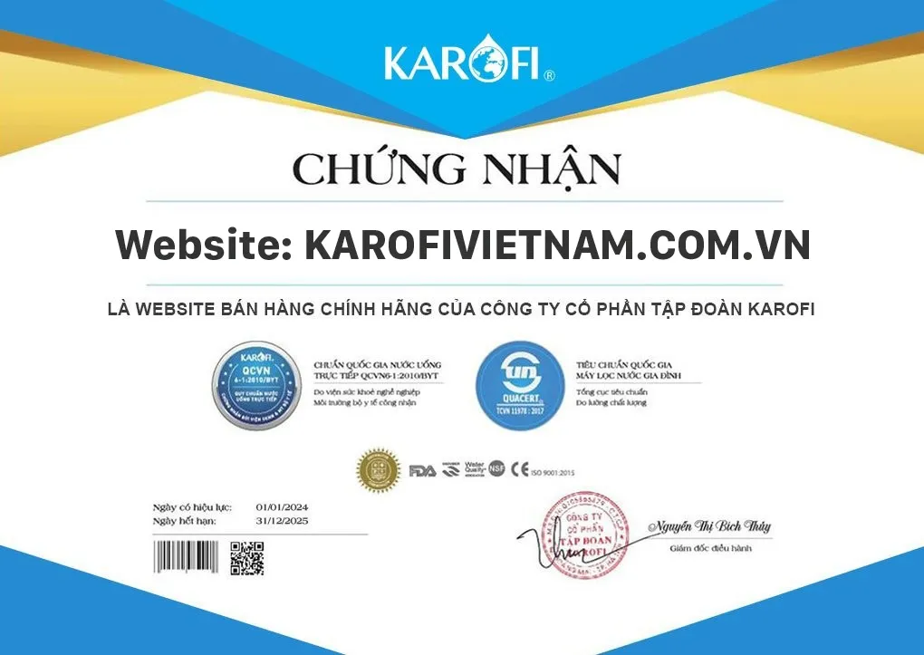 Chứng nhận đại lý ủy quyền, đảm bảo chất lượng và nguồn gốc thiết bị xử lý nước