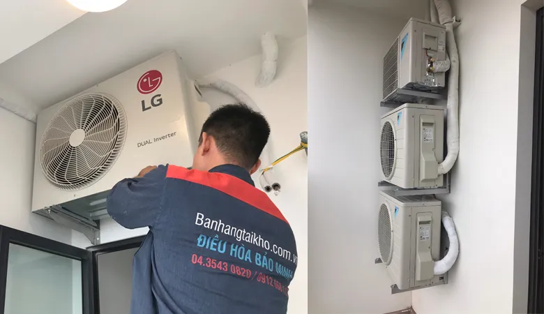 Hình ảnh minh họa việc không nên lắp đặt cục nóng máy lạnh bên trong không gian nhà