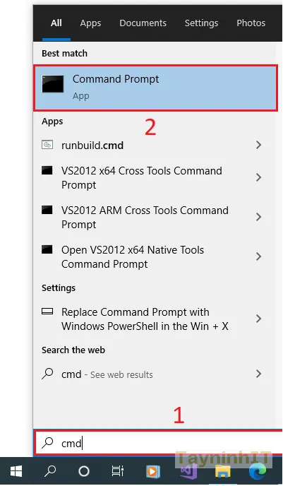 Cửa sổ Command Prompt để cấu hình IP