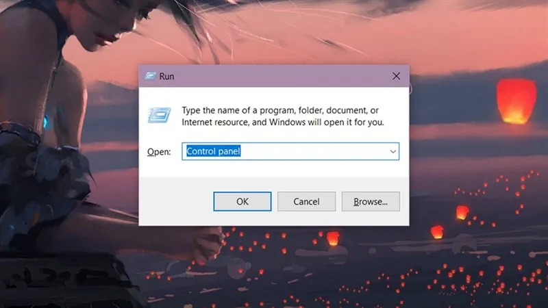 Mở Control Panel qua hộp thoại Run