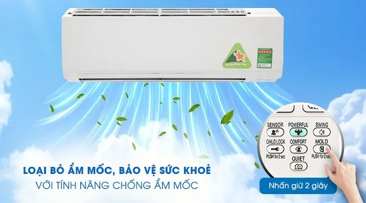 Máy lạnh Daikin với chế độ Mold Proof giúp chống nấm mốc, giữ không khí trong lành