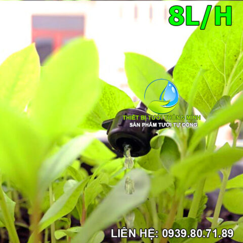 Đầu tưới nhỏ giọt bù áp 8 lít/giờ cho hệ thống tưới tự động