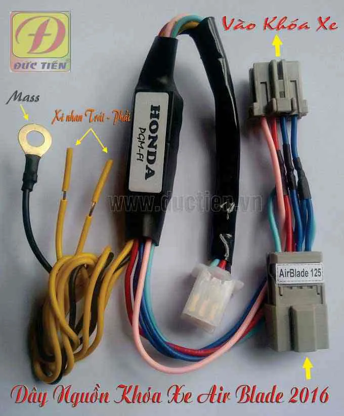 Sơ đồ dây nguồn khóa chống trộm đề xe máy Remote cho xe Air Blade 125 phiên bản mới