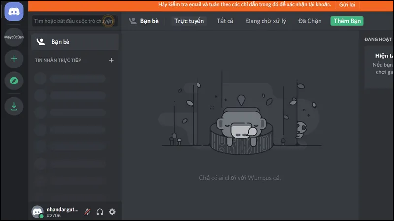 Giao diện chính của Discord trên máy tính