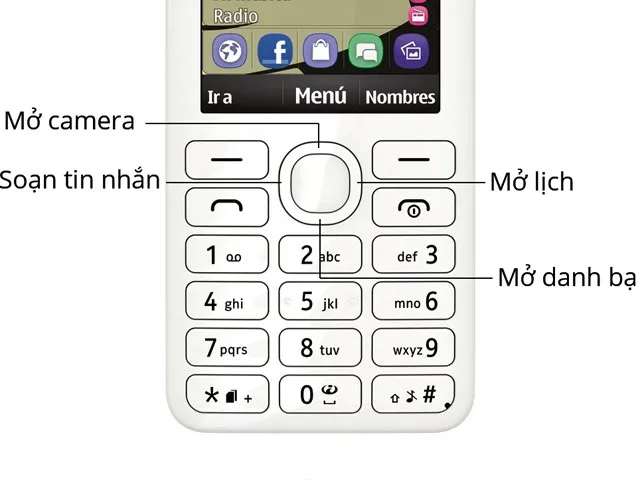 Cụm phím điều hướng trên điện thoại Nokoa 206