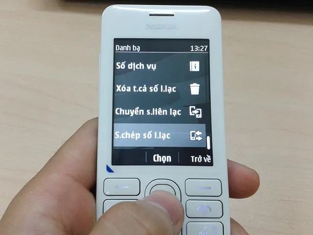 Chọn sao chép số liên lạc trên Nokoa 206