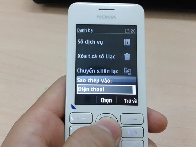 Sao chép danh bạ vào điện thoại Nokoa 206