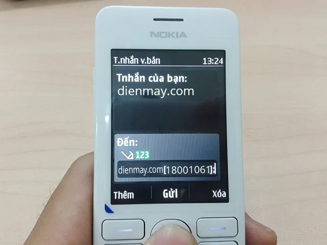 Bấm gửi để hoàn tất tin nhắn trên Nokoa 206