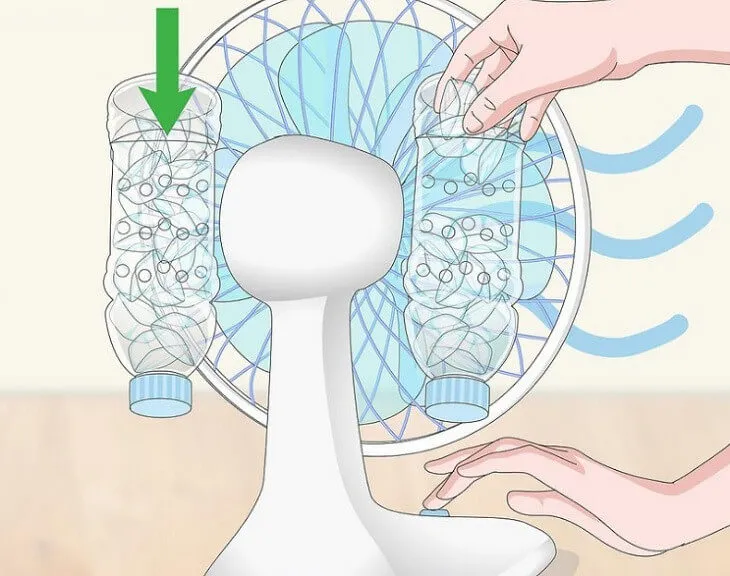 Luồng khí mang theo hơi lạnh của đá sẽ thổi về phía trước, làm mát không khí