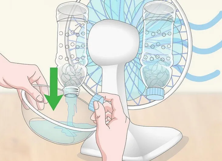 Dùng bát hứng nước bị đọng lại từ máy lạnh tự chế