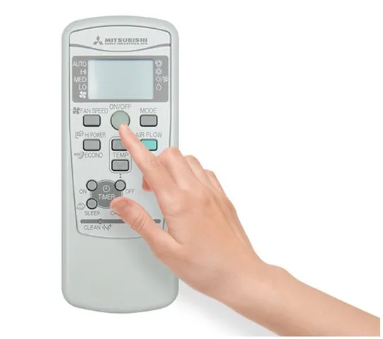 Điều khiển máy lạnh Mitsubishi Heavy với các nút được đánh dấu
