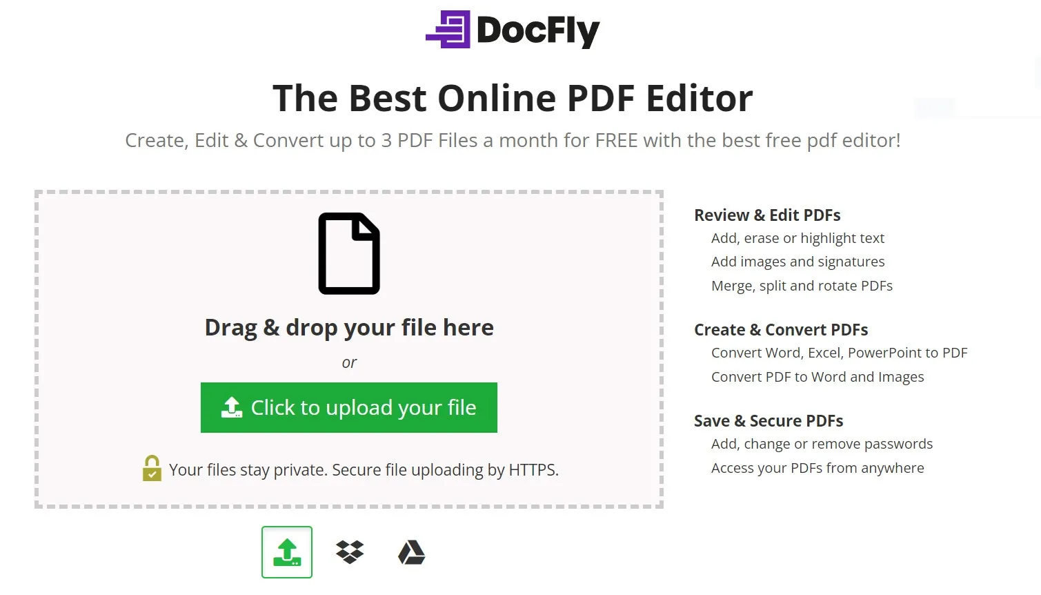 Hình ảnh minh họa giao diện DocFly, nơi người dùng tải file PDF lên để xem hoặc chỉnh sửa trực tuyến