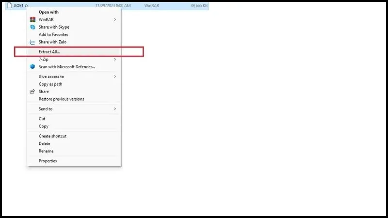 Giải nén file game Đế Chế