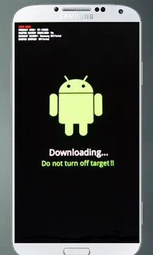 Điện thoại Samsung đã vào thành công chế độ Download Mode sẵn sàng cho việc cập nhật firmware