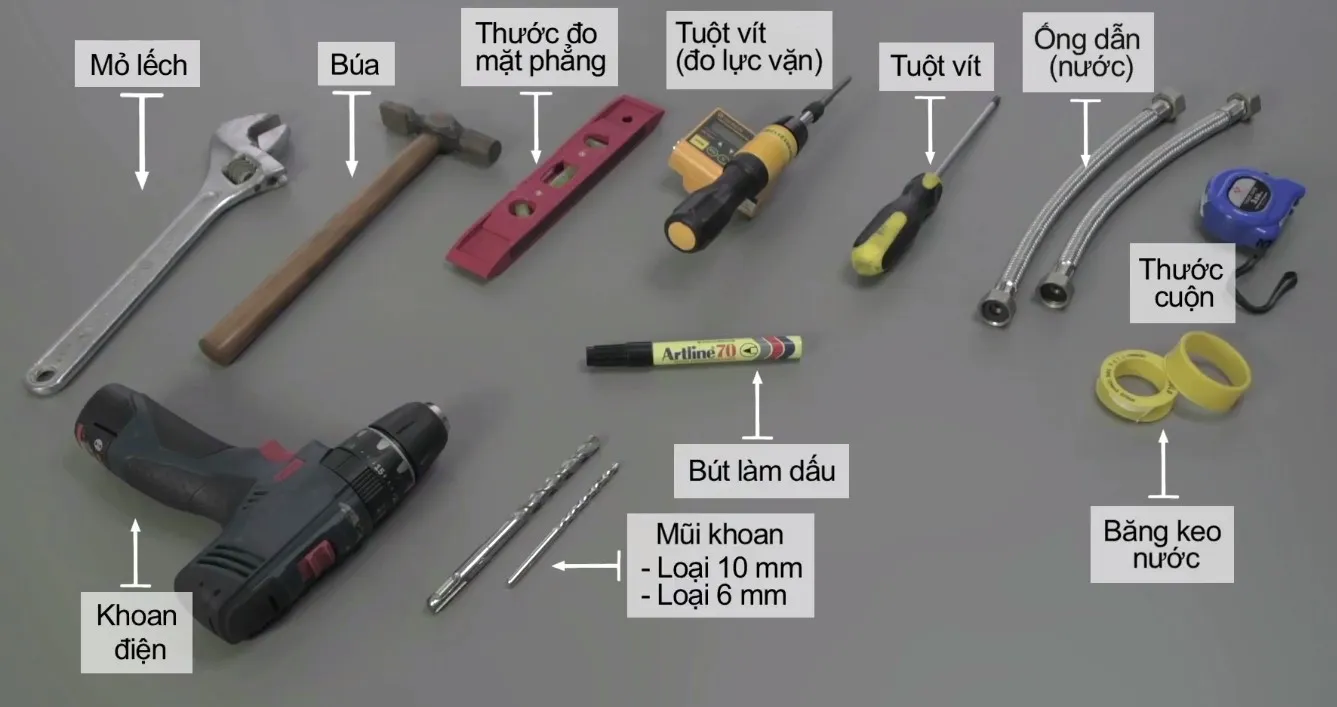 Các dụng cụ cần thiết để lắp đặt máy nước nóng Panasonic an toàn và hiệu quả