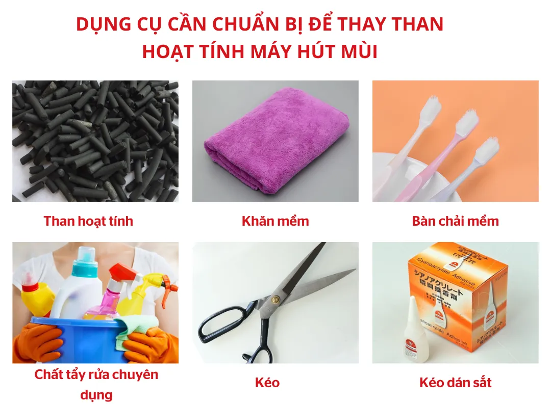Dụng cụ cần thiết để thực hiện cách lắp máy hút mùi than hoạt tính