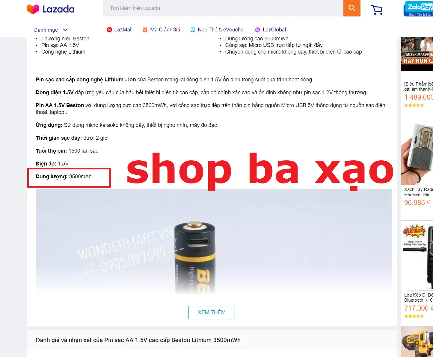 Khách Hàng Việt Nam Mua Pin Dự Phòng Sai Dung Lượng