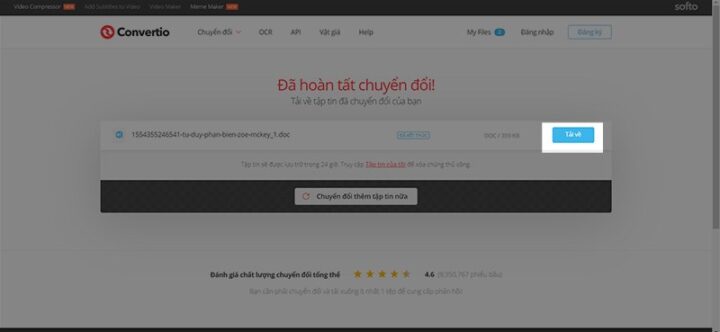 Tải về file đã chuyển đổi từ Convertio