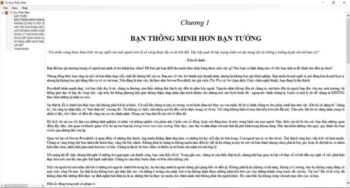 Giao diện đọc file EPUB của phần mềm EPUB FILE READER