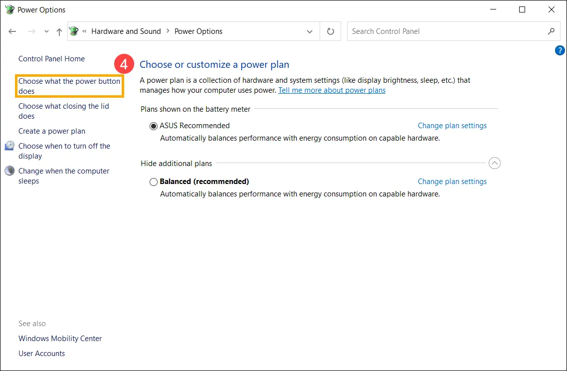 Lựa Chọn Tùy Chỉnh Chức Năng Nút Nguồn Trong Windows 10 Nhằm Bật Tùy Chọn Ngủ Đông Cho Máy Tính Asus