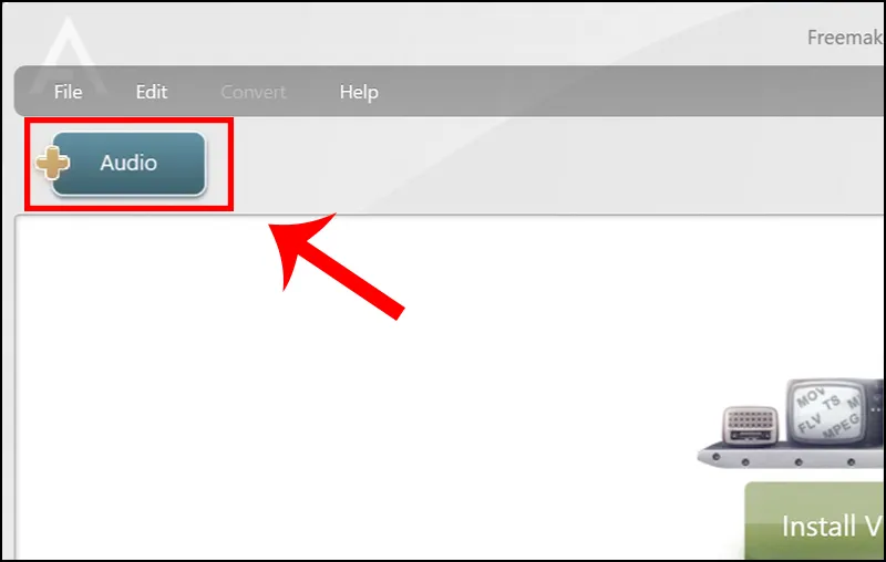 Biểu tượng Audio trong phần mềm Freemake để thêm file WMA