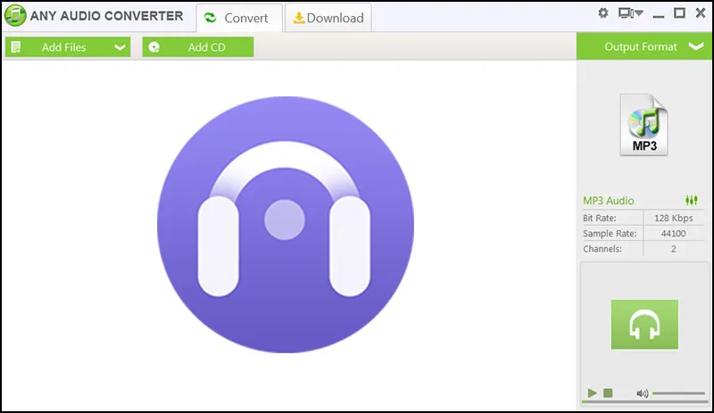 Giao diện phần mềm Any Audio Converter để chuyển đổi file WMA
