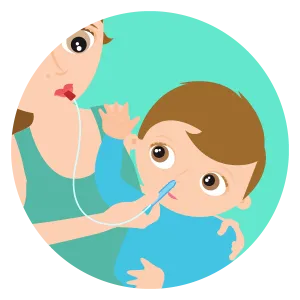 Đầu ống hút lớn của Nosefrida không nhét sâu vào mũi bé