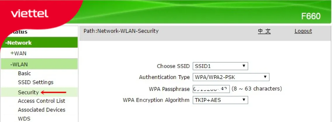 Giao diện thiết lập mật khẩu