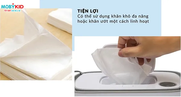 Màn hình LED và nút cảm ứng điều khiển nhiệt độ trên máy làm ấm khăn ướt Moaz BéBé
