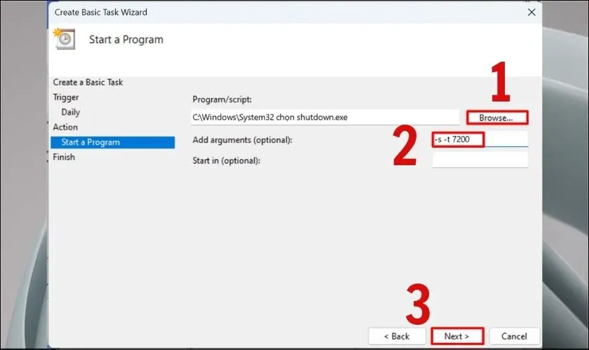 Nhập lệnh shutdown.exe và đối số khi cài chế độ tự tắt máy tính
