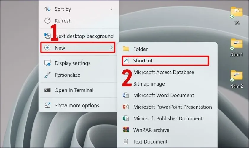 Chọn tạo Shortcut mới trên Desktop để cài chế độ tự tắt máy tính