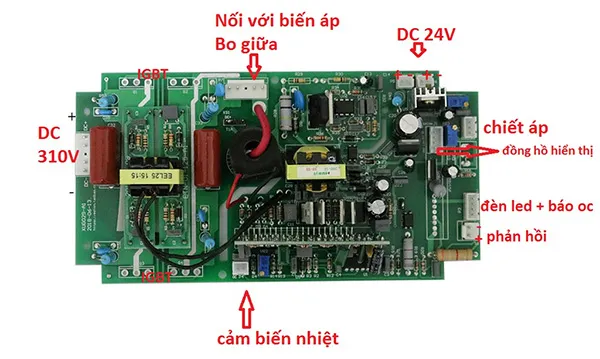Cận cảnh bo mạch điều khiển IGBT cho máy hàn que, một phần quan trọng trong cách sửa chữa máy hàn điện tử