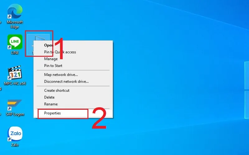 Mở Properties của My Computer