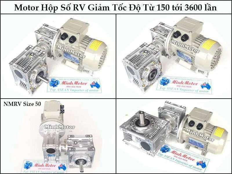 Hộp Giảm Tốc Trục Vít Bánh Vít 2 Cấp tổng quan, với thân màu xanh và trục ra kim loại sáng bóng