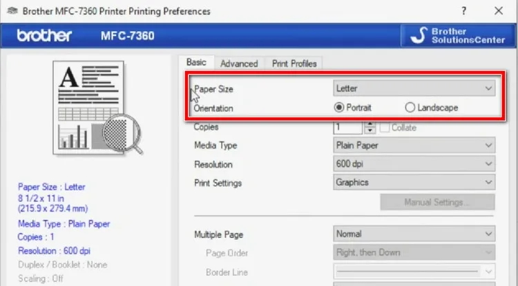 In trang kiểm tra và truy cập tùy chọn cài đặt máy in Brother MFC 7360