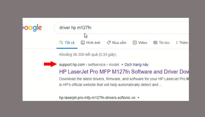 Tìm và tải driver máy in HP M127fn qua mạng LAN