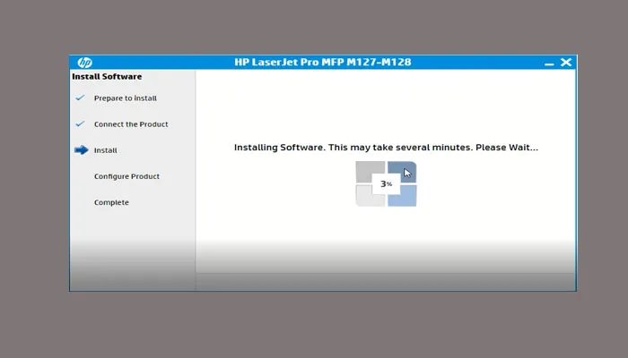 Cài đặt driver và phần mềm scan cho máy in HP M127fn đang diễn ra