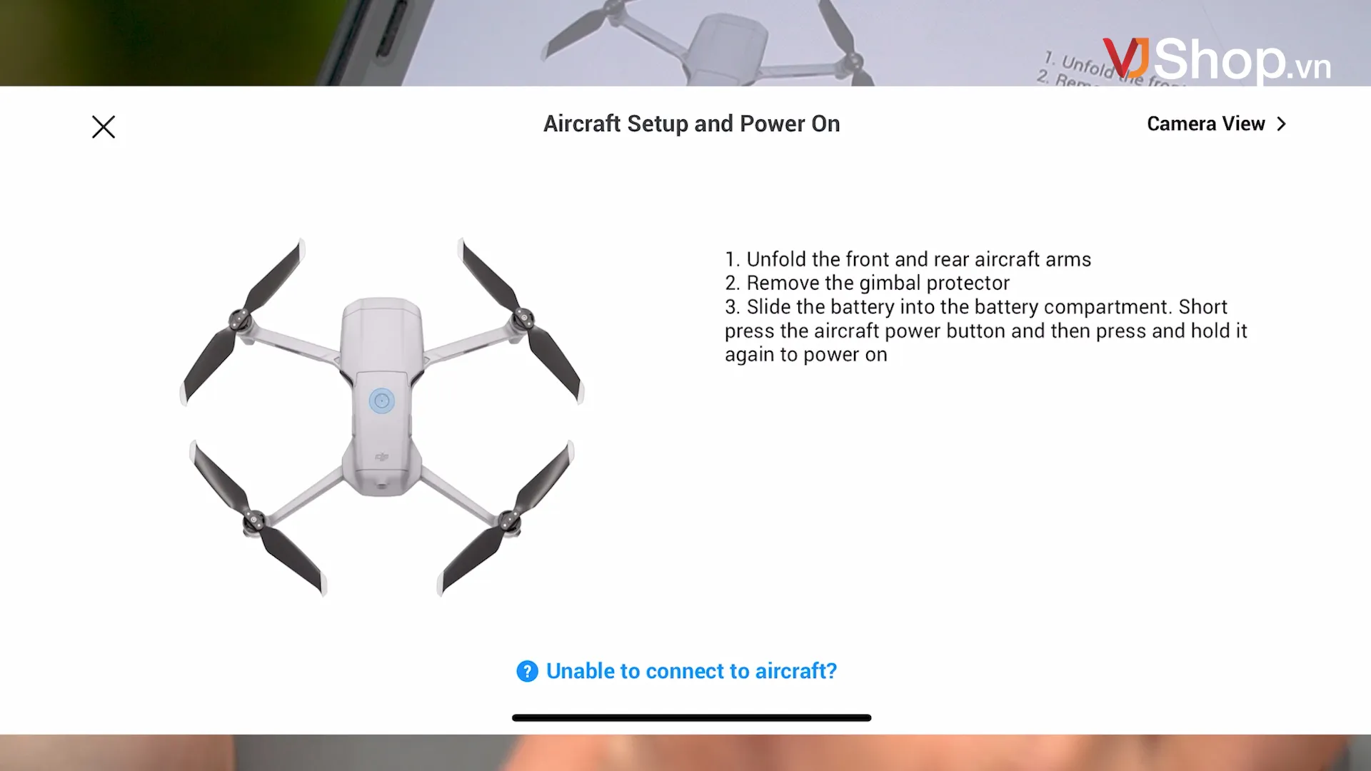 Thao tác kết nối flycam với tay cầm