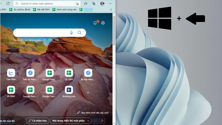 Tổ hợp phím tắt Windows và mũi tên giúp chia cửa sổ nhanh chóng, hiệu quả