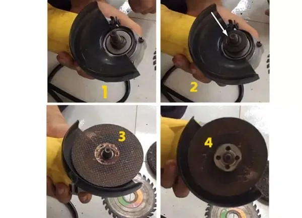 Quy trình từng bước tháo lắp đĩa mài vào trục máy mài cầm tay, đảm bảo cố định chắc chắn cho mọi thao tác.