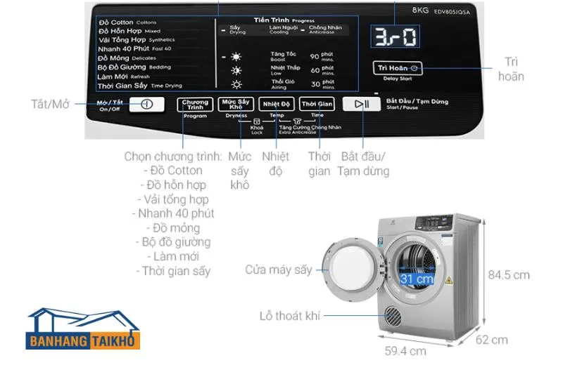 Các bước cơ bản để sử dụng máy sấy quần áo Electrolux 7kg hiệu quả