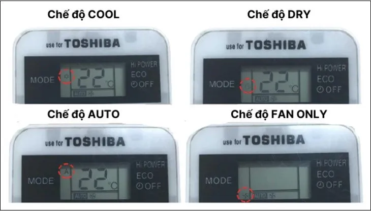 Các chế độ vận hành cơ bản trên điều khiển máy lạnh Toshiba Inverter