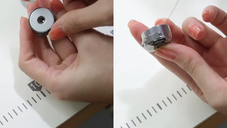 Hướng dẫn gắn suốt chỉ đã cuốn đầy vào hộp đựng suốt của máy may mini